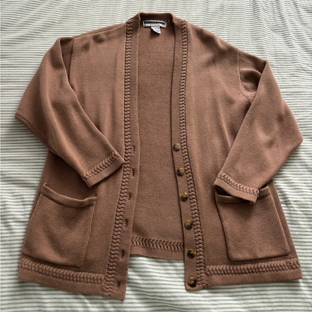 Jennifer Moore Tan Cardigan Sweater